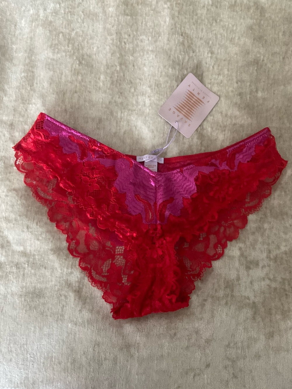 Savage x Fenty | Bikini Panty | Orchid Pink and Red | Lace | M